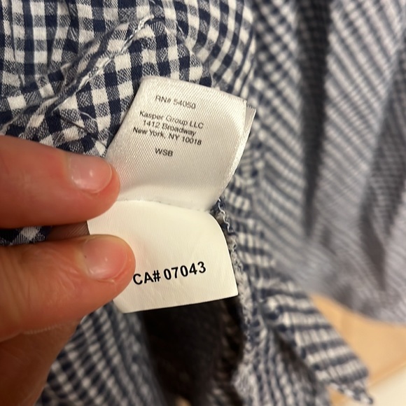 Anne Klein Gingham Plaid Blue Shirt - Picture 7 of 7